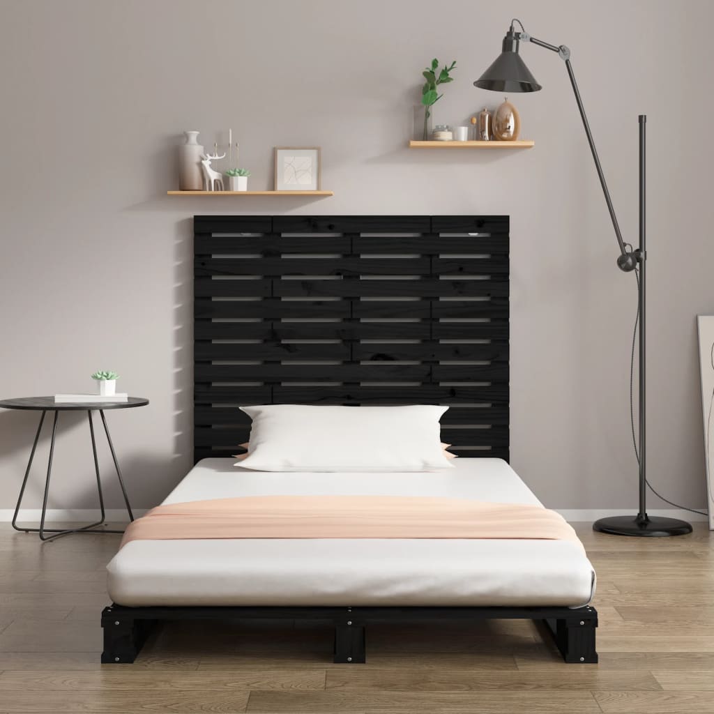 vidaXL Tăblie de pat pentru perete, negru 106x3x91,5 cm lemn masiv pin vidaXL Tăblie de pat pentru perete, negru 106x3x91,5 cm lemn masiv pin