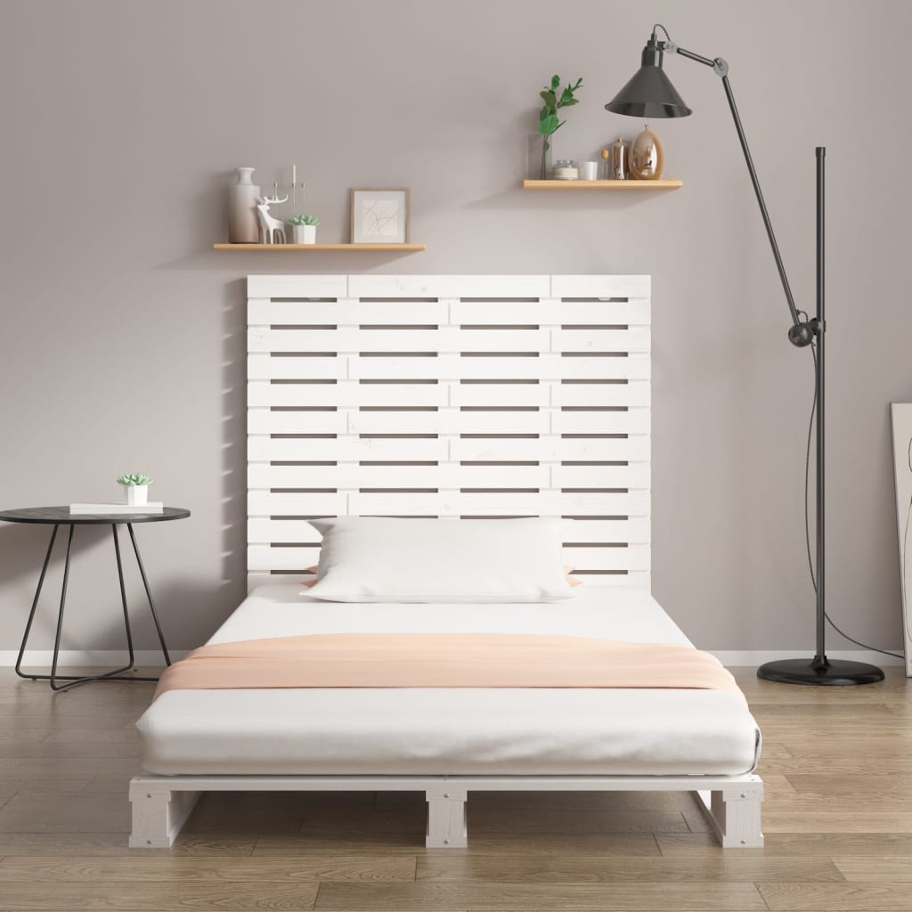 vidaXL Tăblie de pat pentru perete, alb, 96x3x91,5 cm, lemn masiv pin