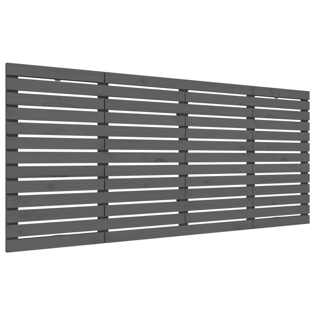 vidaXL Tăblie de pat pentru perete, gri, 156x3x91,5 cm, lemn masiv pin