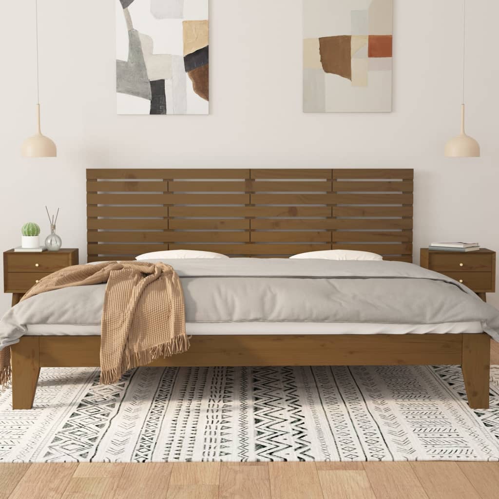 vidaXL Tăblie de pat pentru perete, maro miere, 206x3x63 cm, lemn pin vidaXL Tăblie de pat pentru perete, maro miere, 206x3x63 cm, lemn pin