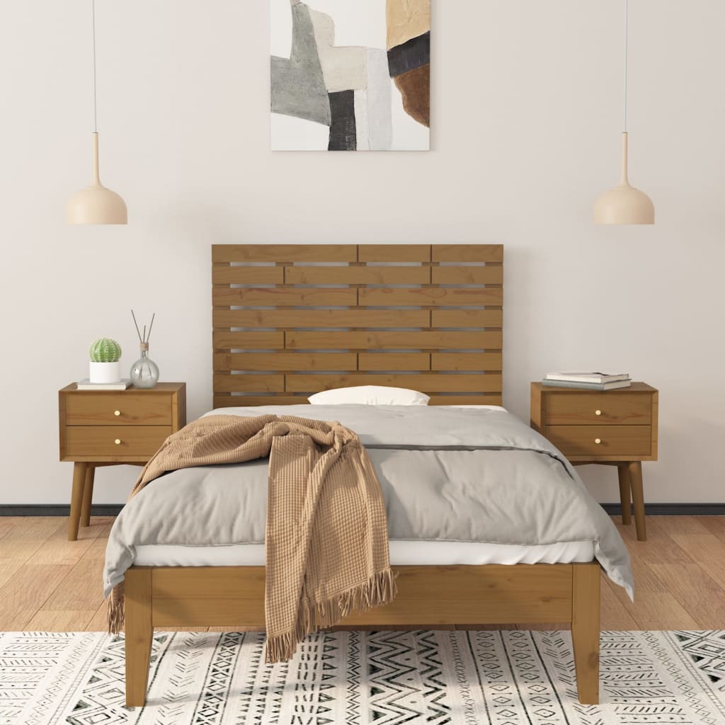 vidaXL Tăblie de pat pentru perete, maro miere, 96x3x63 cm, lemn pin vidaXL Tăblie de pat pentru perete, maro miere, 96x3x63 cm, lemn pin