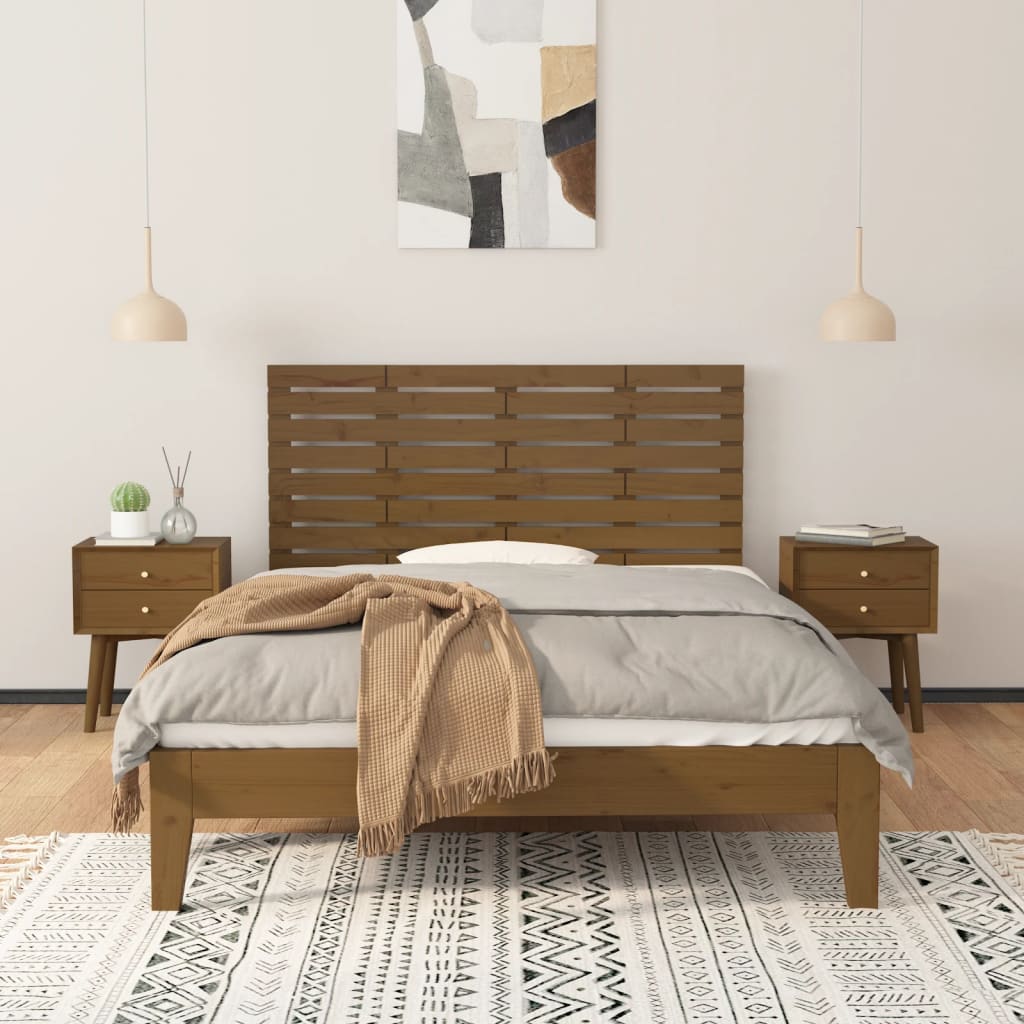 vidaXL Tăblie de pat pentru perete, maro miere, 146x3x63 cm, lemn pin