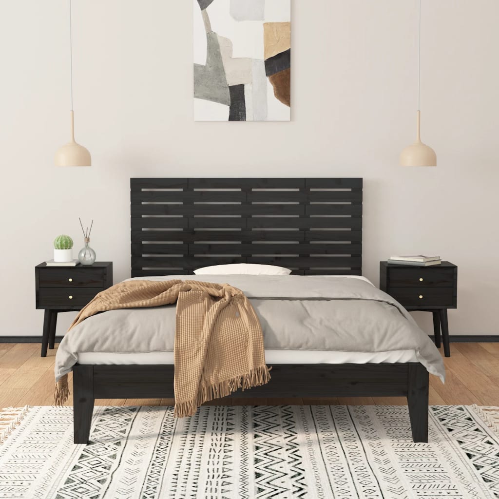 vidaXL Tăblie de pat pentru perete, negru, 146x3x63 cm, lemn masiv pin vidaXL Tăblie de pat pentru perete, negru, 146x3x63 cm, lemn masiv pin