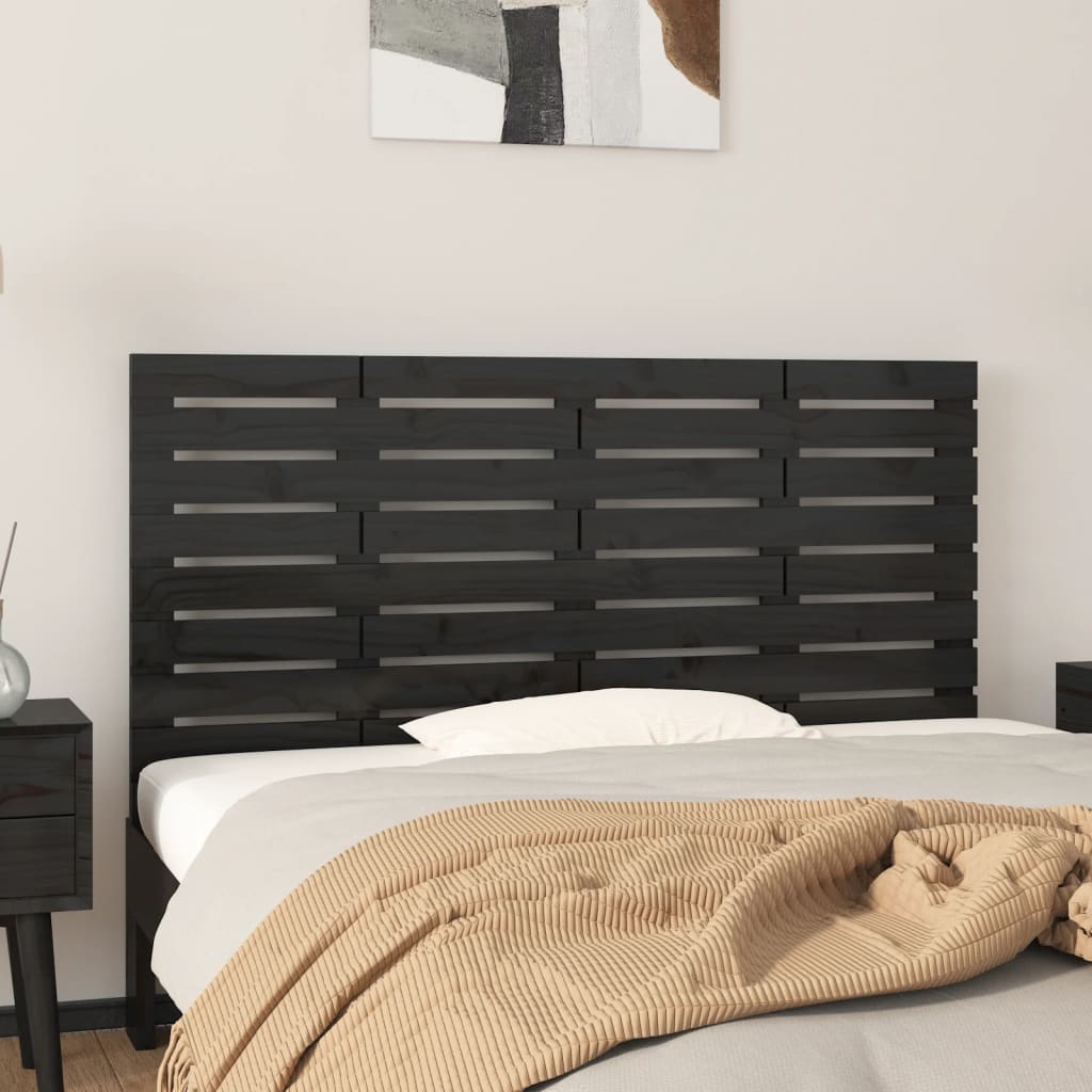 vidaXL Tăblie de pat pentru perete, negru, 146x3x63 cm, lemn masiv pin vidaXL Tăblie de pat pentru perete, negru, 146x3x63 cm, lemn masiv pin