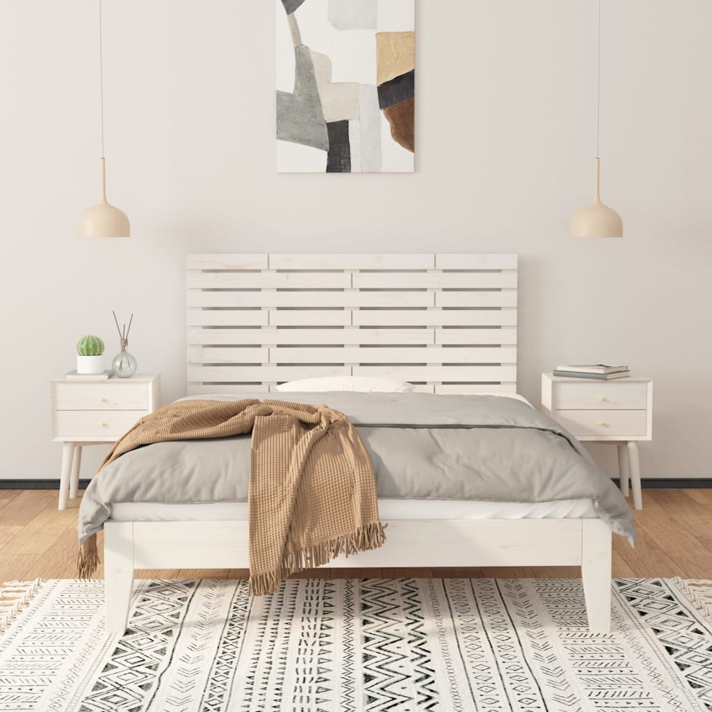 vidaXL Tăblie de pat pentru perete, alb, 156x3x63 cm, lemn masiv pin
