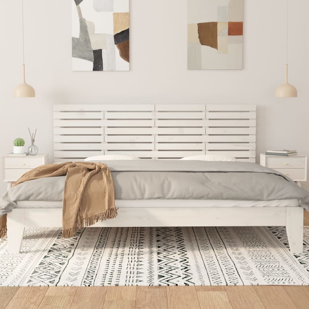 vidaXL Tăblie de pat pentru perete, alb, 166x3x63 cm, lemn masiv pin