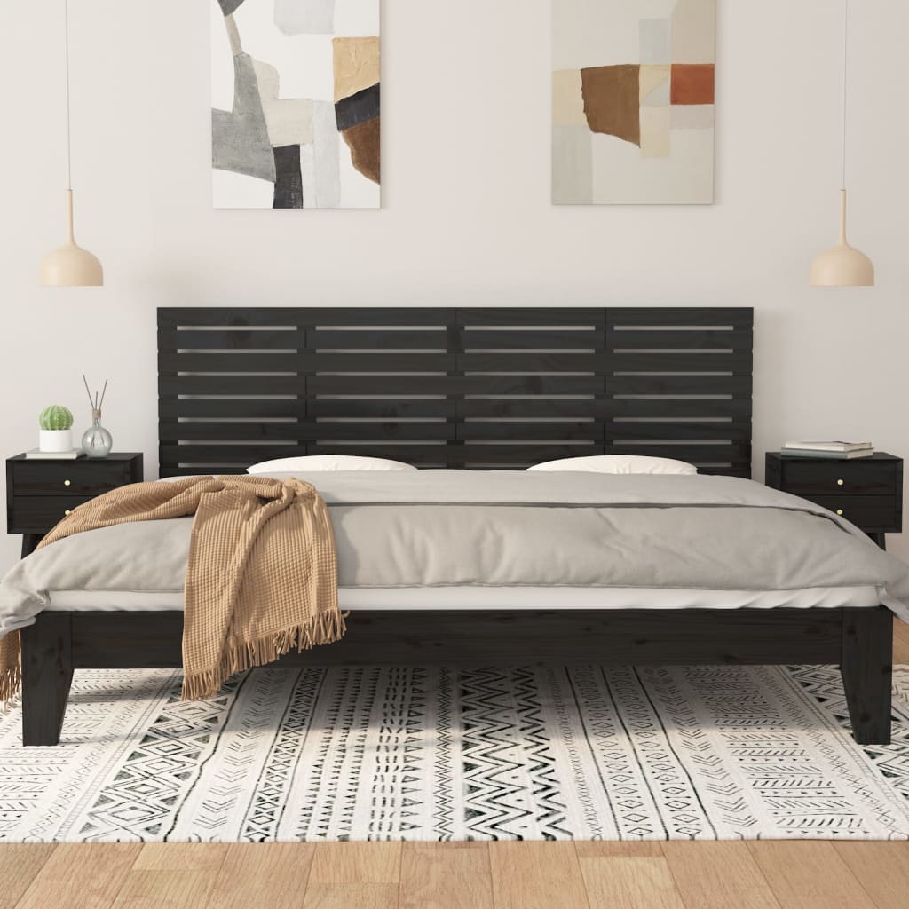 vidaXL Tăblie de pat pentru perete, negru, 166x3x63 cm, lemn masiv pin vidaXL Tăblie de pat pentru perete, negru, 166x3x63 cm, lemn masiv pin
