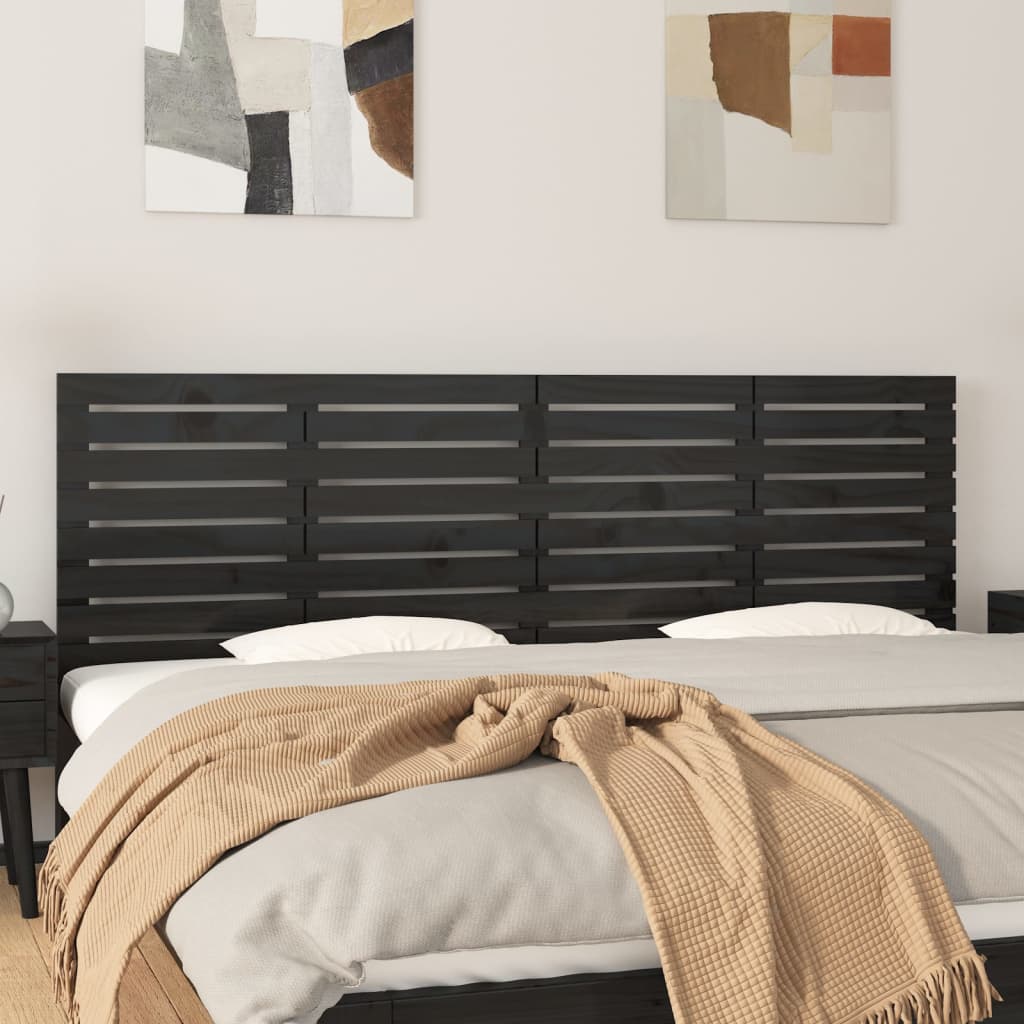 vidaXL Tăblie de pat pentru perete, negru, 166x3x63 cm, lemn masiv pin vidaXL Tăblie de pat pentru perete, negru, 166x3x63 cm, lemn masiv pin