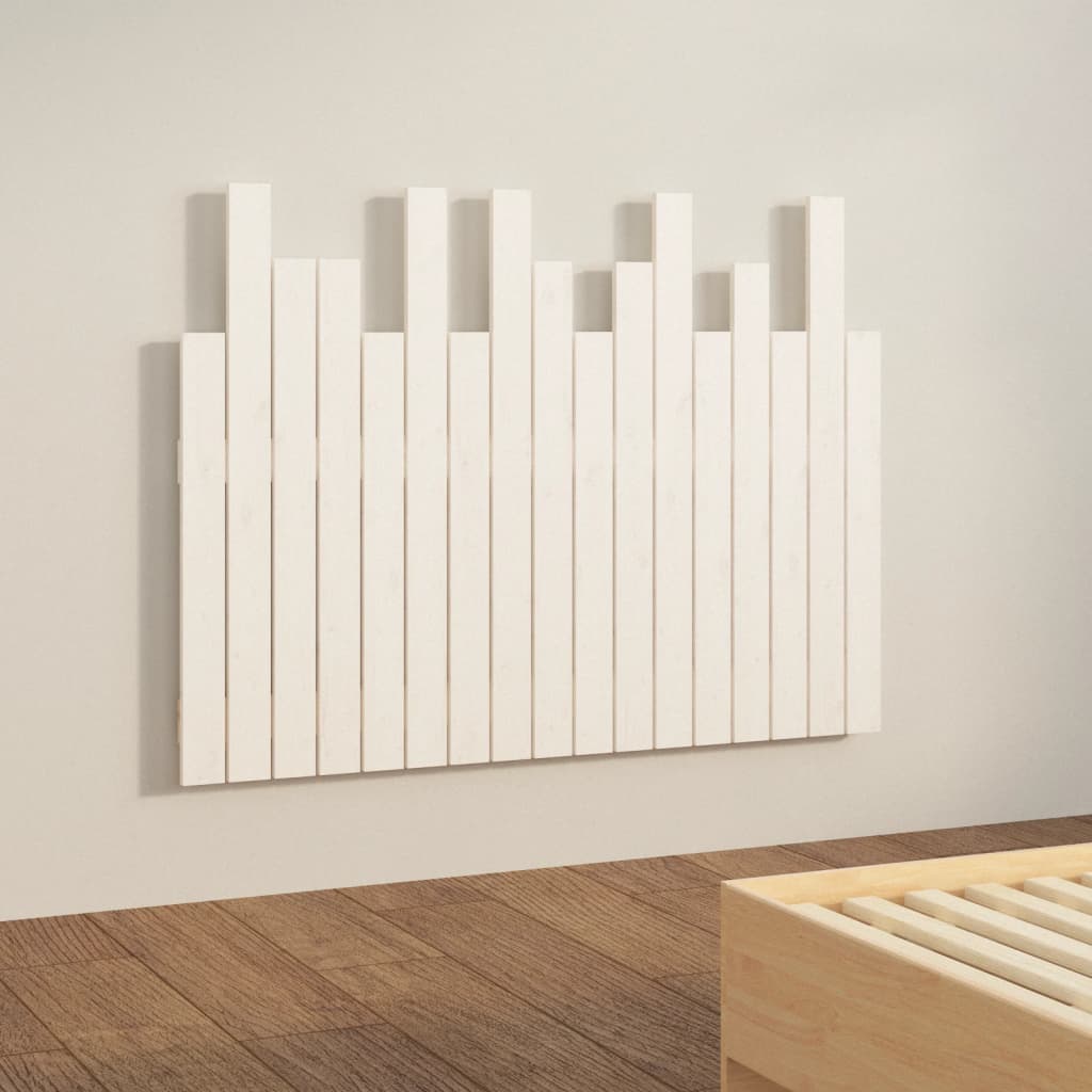 vidaXL Tăblie de pat pentru perete, alb, 108x3x80 cm, lemn masiv pin
