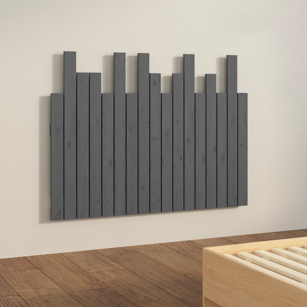 vidaXL Tăblie de pat pentru perete, gri, 108x3x80 cm, lemn masiv pin