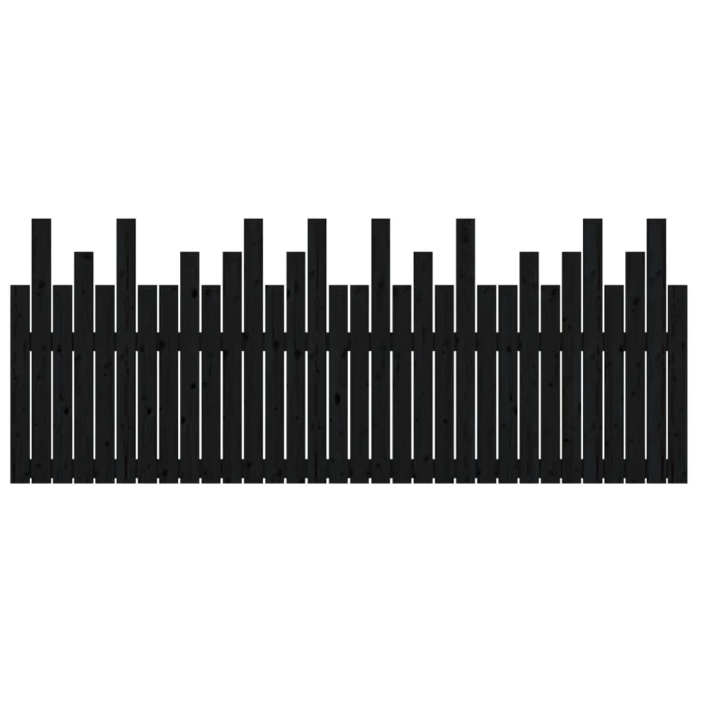 vidaXL Tăblie de pat pentru perete, negru, 204x3x80 cm, lemn masiv pin