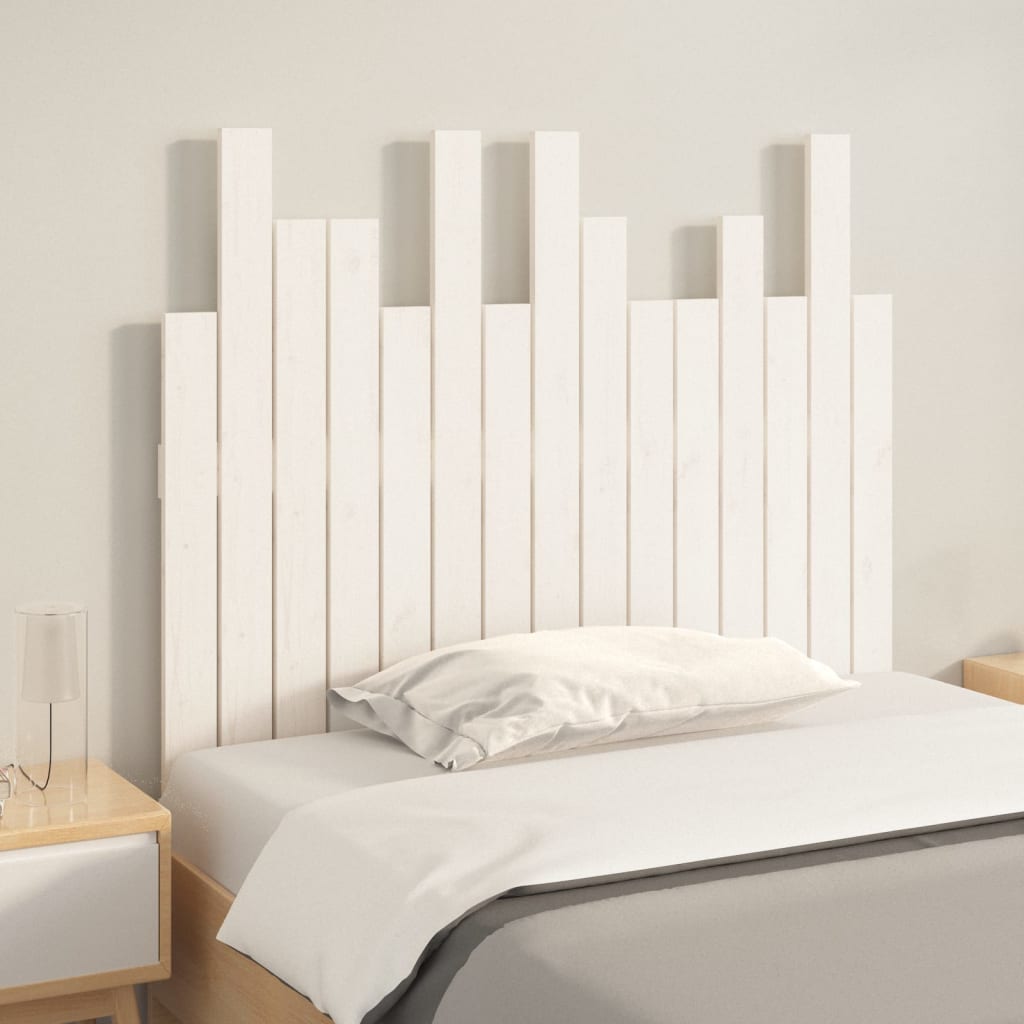 vidaXL Tăblie de pat pentru perete, alb, 95,5x3x80 cm, lemn masiv pin