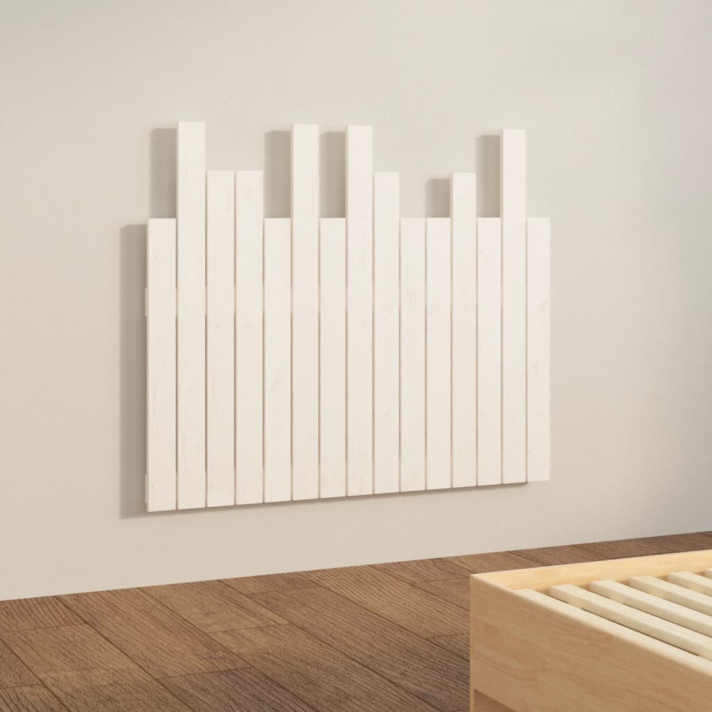 vidaXL Tăblie de pat pentru perete, alb, 95,5x3x80 cm, lemn masiv pin
