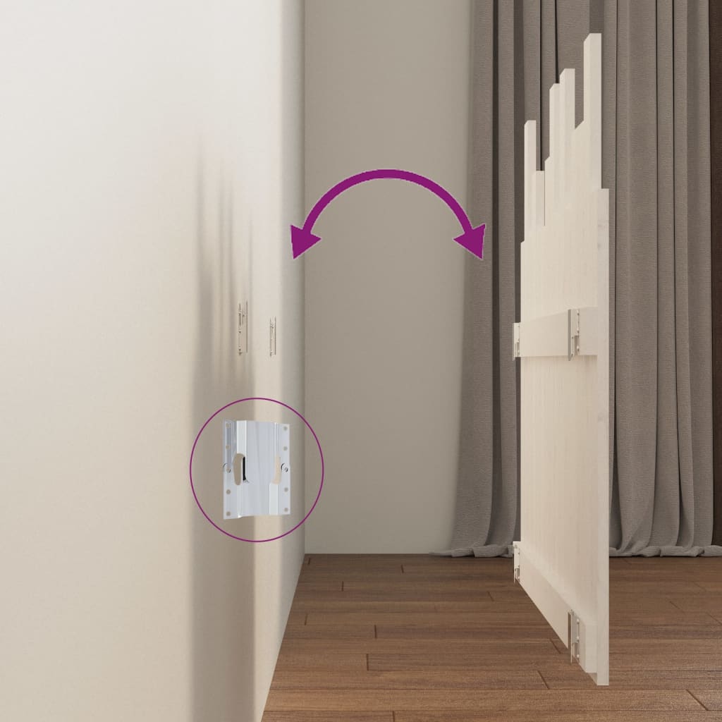 vidaXL Tăblie de pat pentru perete, alb, 95,5x3x80 cm, lemn masiv pin