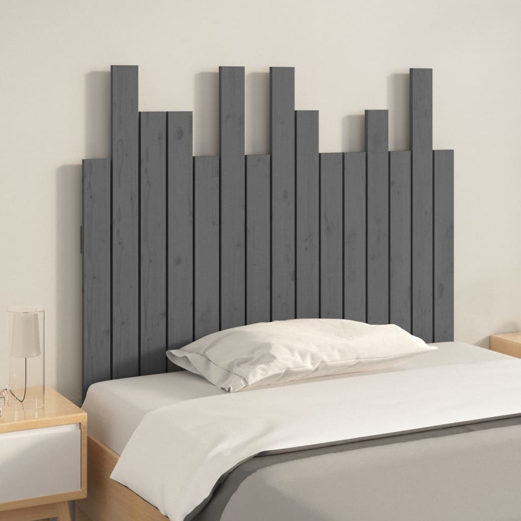 vidaXL Tăblie de pat pentru perete, gri, 95,5x3x80 cm, lemn masiv pin