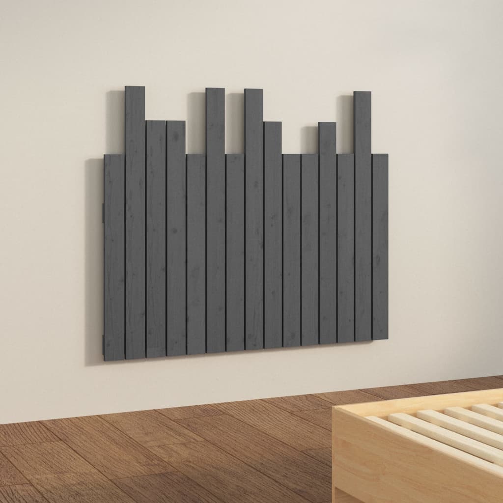 vidaXL Tăblie de pat pentru perete, gri, 95,5x3x80 cm, lemn masiv pin