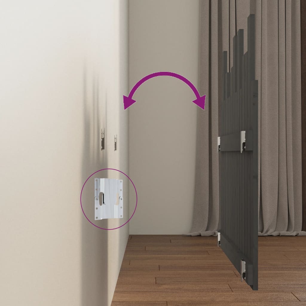 vidaXL Tăblie de pat pentru perete, gri, 95,5x3x80 cm, lemn masiv pin