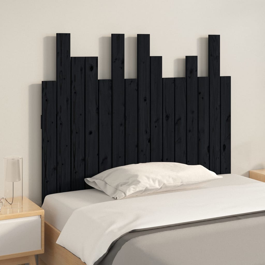 vidaXL Tăblie de pat pentru perete, negru, 95,5x3x80 cm lemn masiv pin