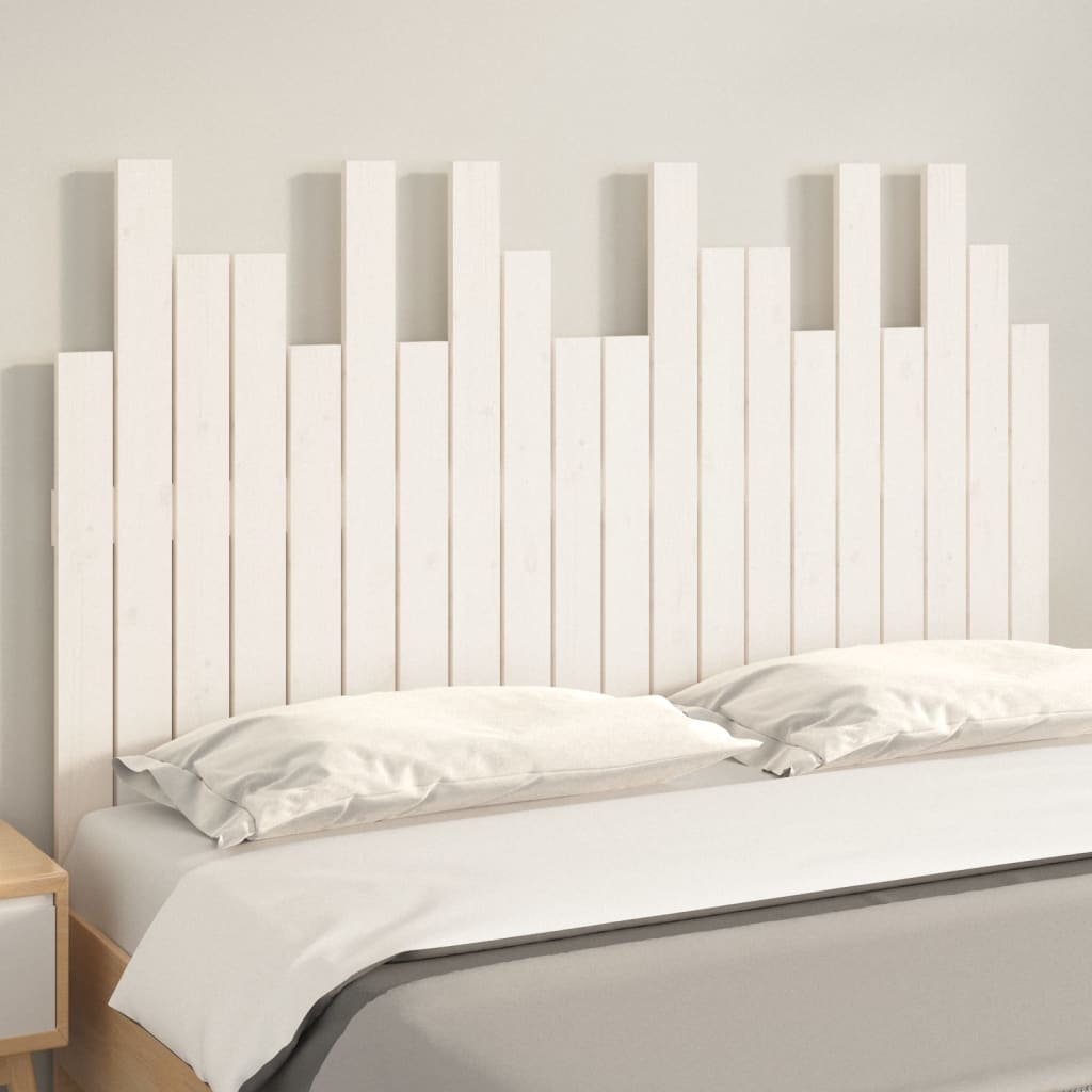 vidaXL Tăblie de pat pentru perete, alb, 127,5x3x80 cm, lemn masiv pin