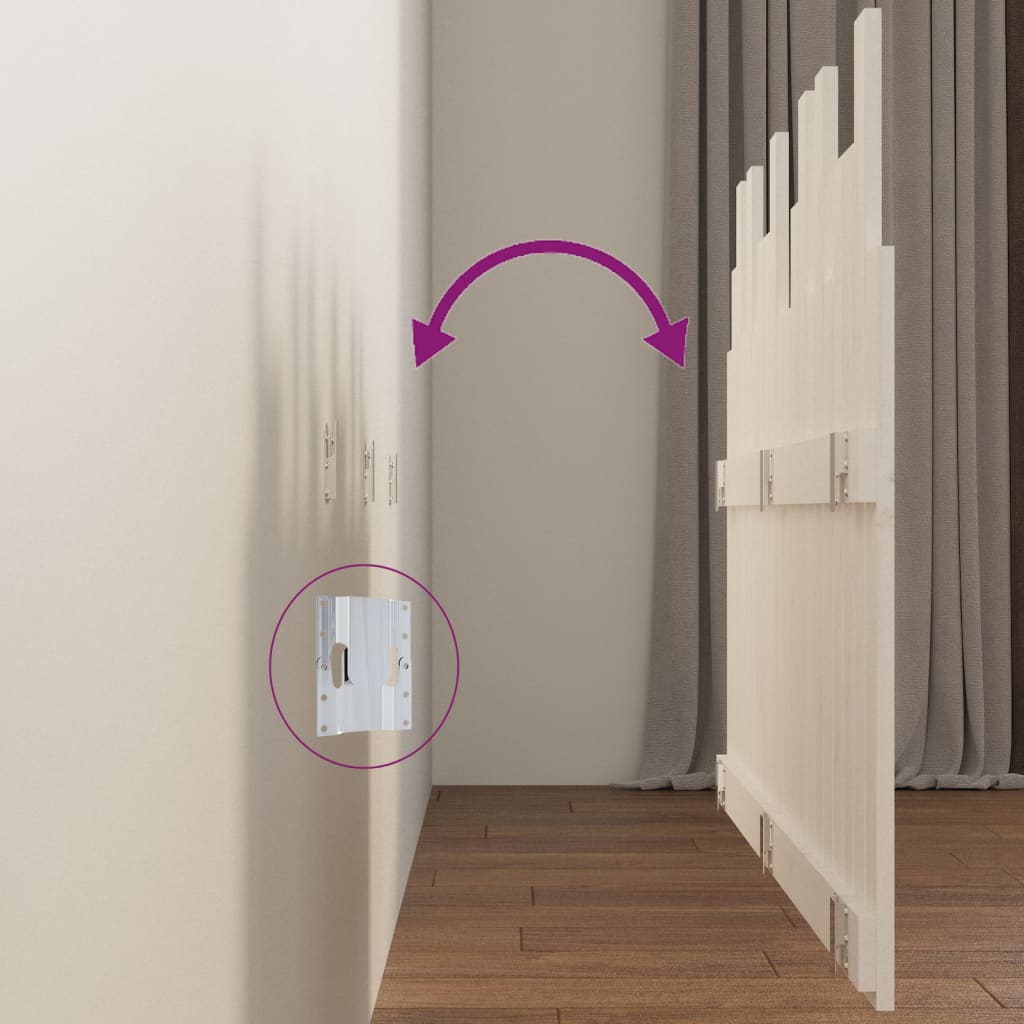 vidaXL Tăblie de pat pentru perete, alb, 127,5x3x80 cm, lemn masiv pin