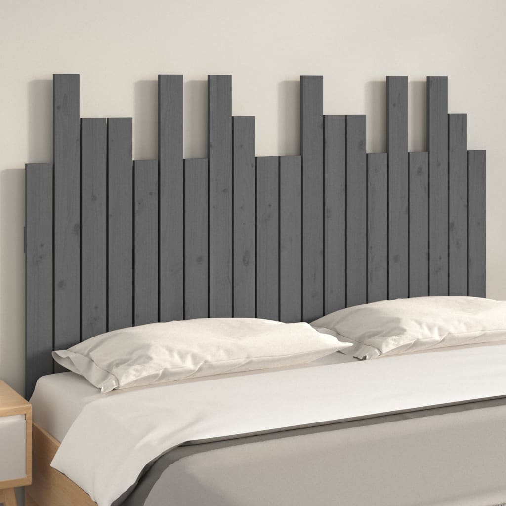 vidaXL Tăblie de pat pentru perete, gri, 127,5x3x80 cm, lemn masiv pin