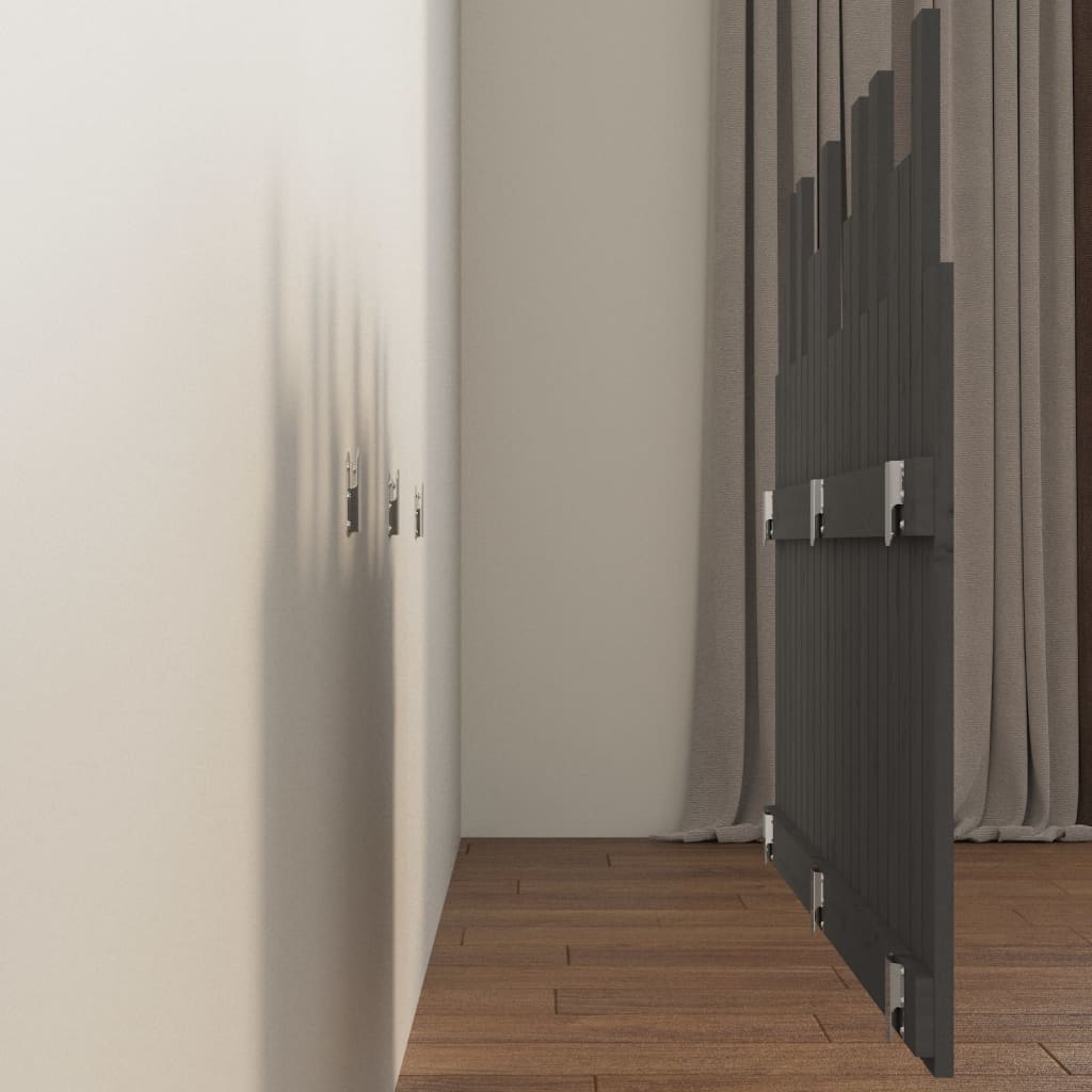 vidaXL Tăblie de pat pentru perete, gri, 127,5x3x80 cm, lemn masiv pin