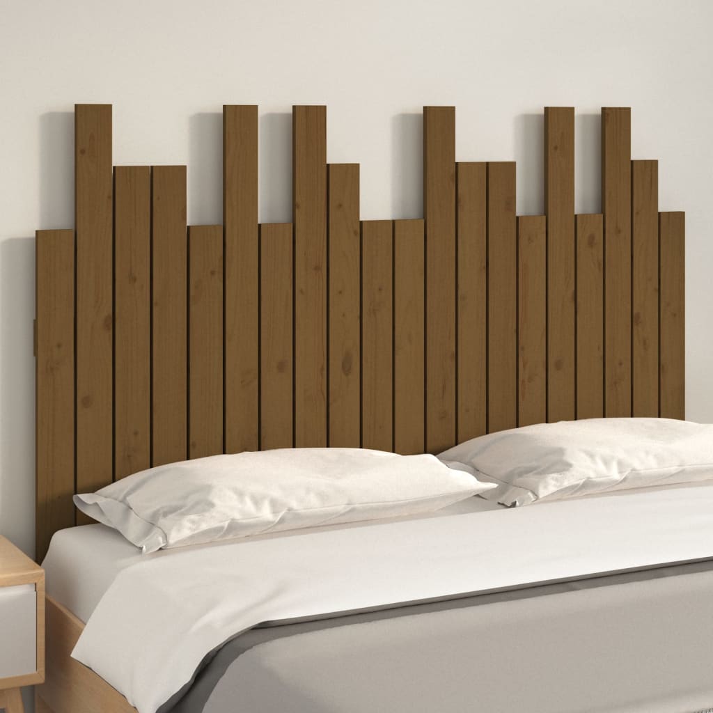 vidaXL Tăblie de pat pentru perete, maro miere, 127,5x3x80 cm lemn pin