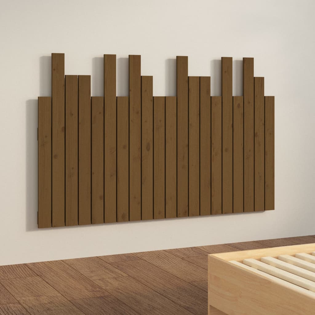 vidaXL Tăblie de pat pentru perete, maro miere, 127,5x3x80 cm lemn pin