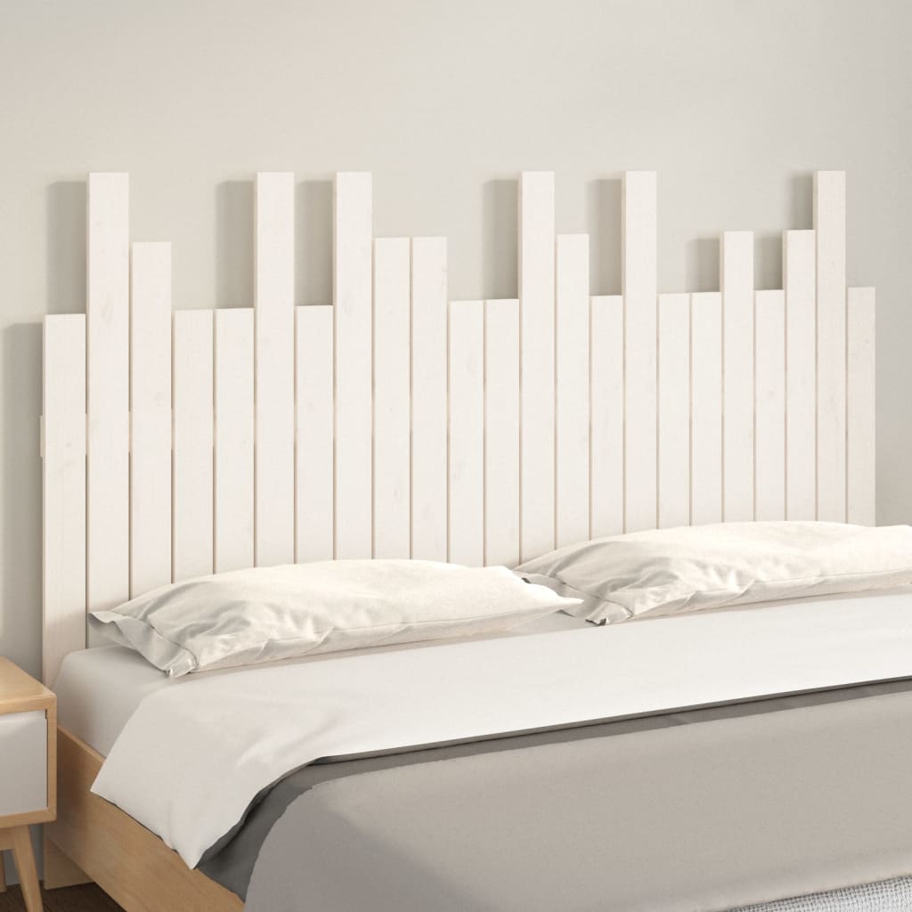 vidaXL Tăblie de pat pentru perete, alb, 146,5x3x80 cm, lemn masiv pin