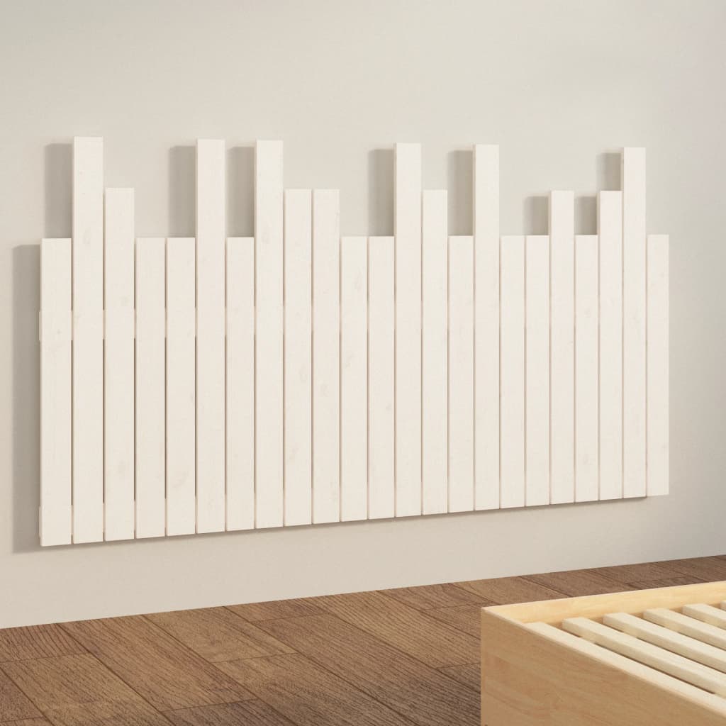 vidaXL Tăblie de pat pentru perete, alb, 146,5x3x80 cm, lemn masiv pin