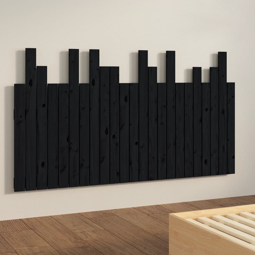 vidaXL Tăblie de pat pentru perete, negru 146,5x3x80 cm lemn masiv pin vidaXL Tăblie de pat pentru perete, negru 146,5x3x80 cm lemn masiv pin
