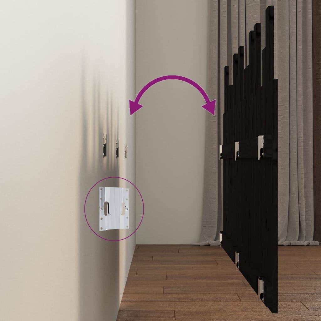 vidaXL Tăblie de pat pentru perete, negru 146,5x3x80 cm lemn masiv pin vidaXL Tăblie de pat pentru perete, negru 146,5x3x80 cm lemn masiv pin