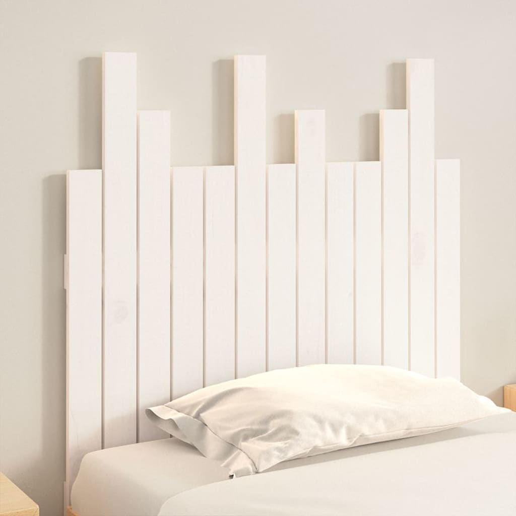vidaXL Tăblie de pat pentru perete, alb, 82,5x3x80 cm, lemn masiv pin
