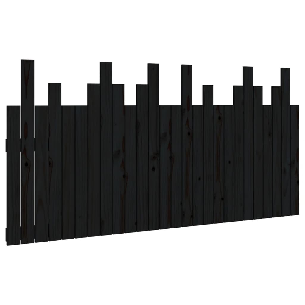 vidaXL Tăblie de pat pentru perete, negru, 166x3x80 cm, lemn masiv pin