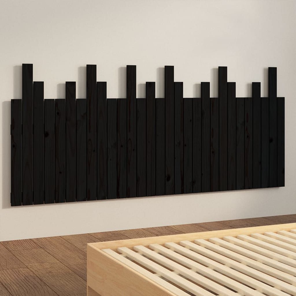 vidaXL Tăblie de pat pentru perete, negru, 185x3x80 cm, lemn masiv pin