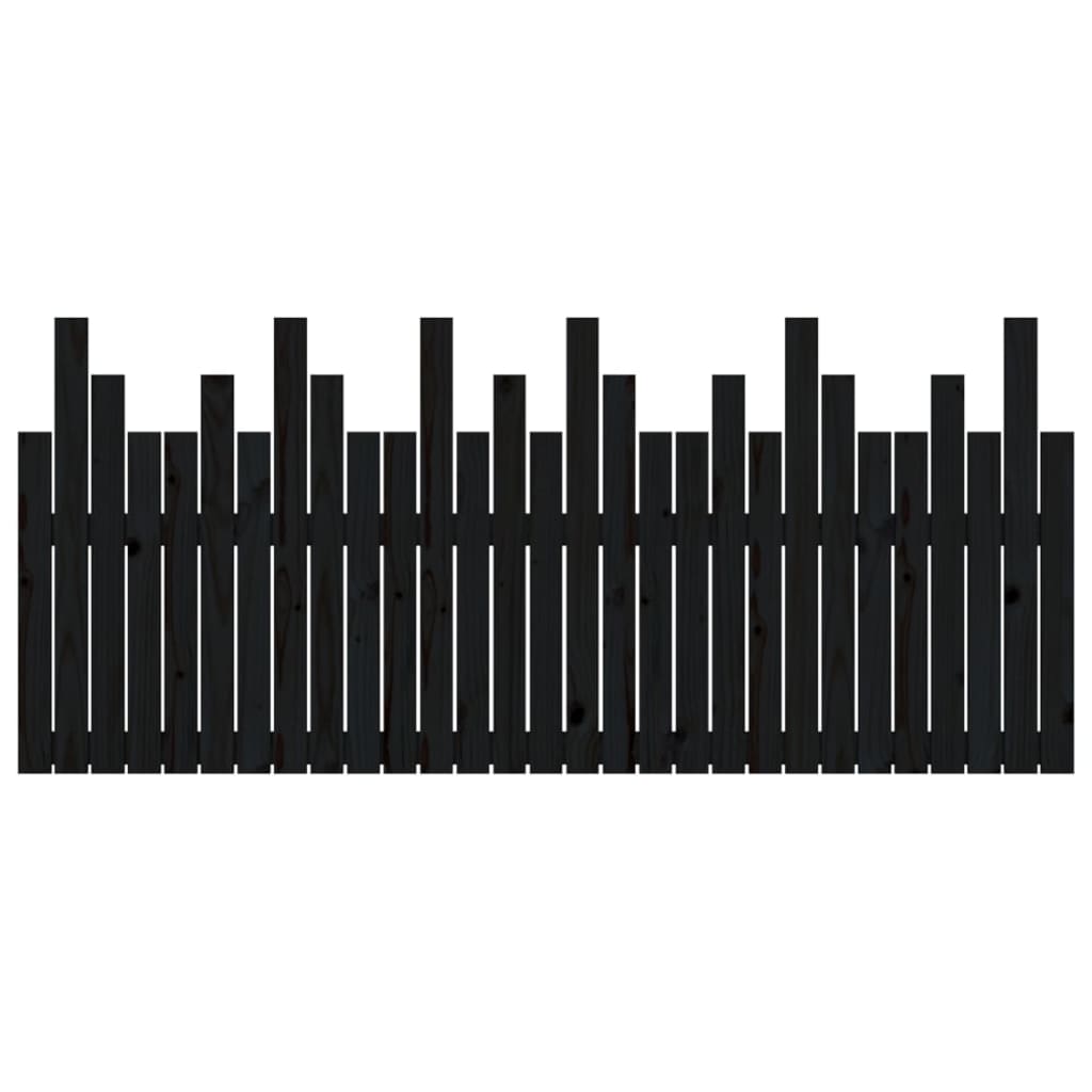 vidaXL Tăblie de pat pentru perete, negru, 185x3x80 cm, lemn masiv pin