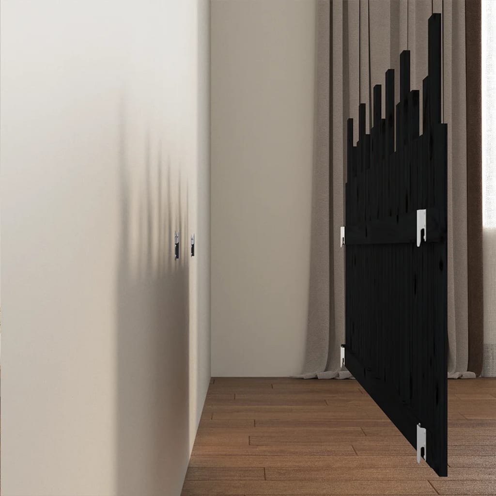 vidaXL Tăblie de pat pentru perete, negru, 185x3x80 cm, lemn masiv pin