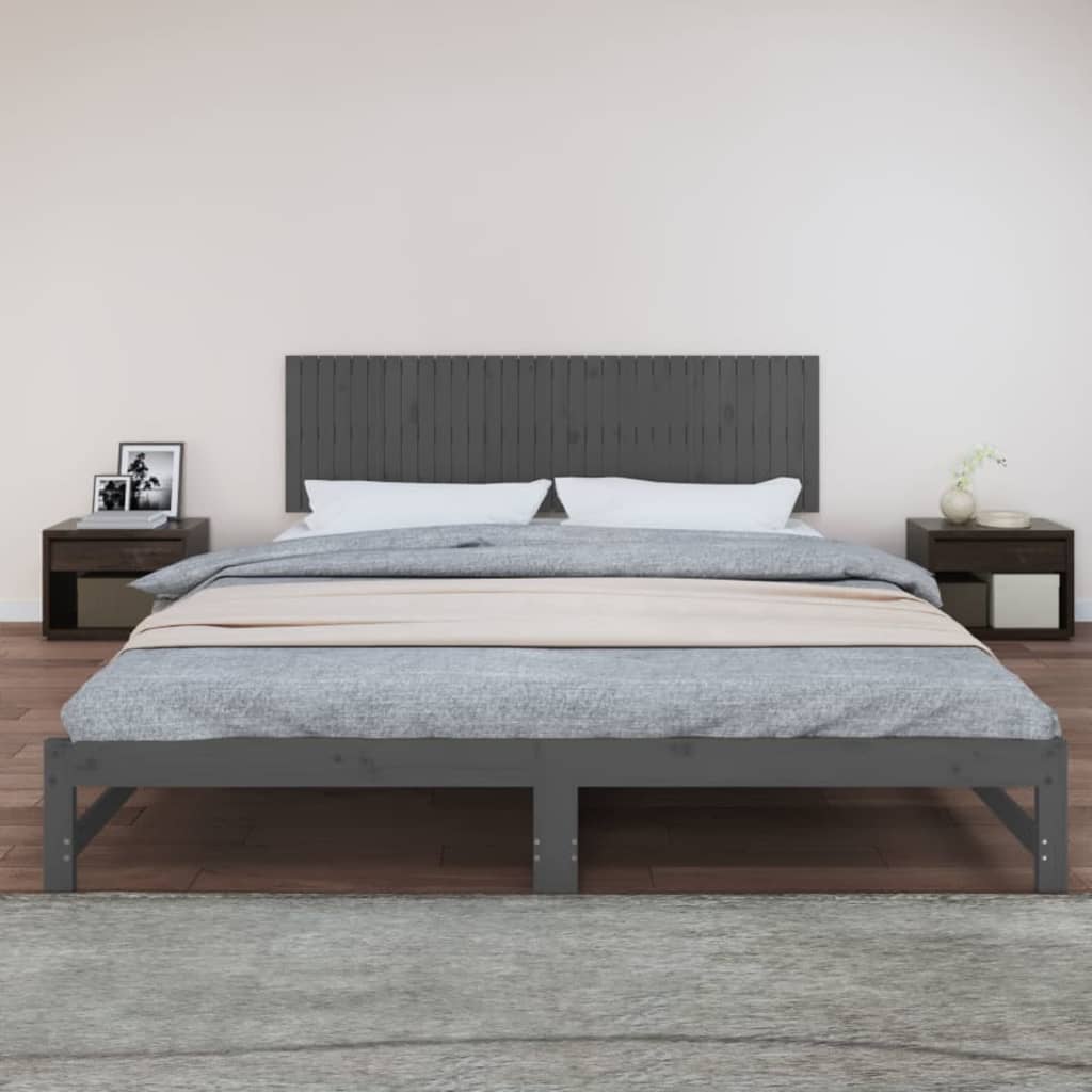 vidaXL Tăblie de pat pentru perete, gri, 204x3x60 cm, lemn masiv pin vidaXL Tăblie de pat pentru perete, gri, 204x3x60 cm, lemn masiv pin