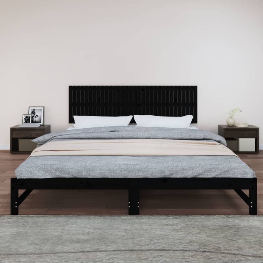 vidaXL Tăblie de pat pentru perete, negru, 204x3x60 cm, lemn masiv pin vidaXL Tăblie de pat pentru perete, negru, 204x3x60 cm, lemn masiv pin