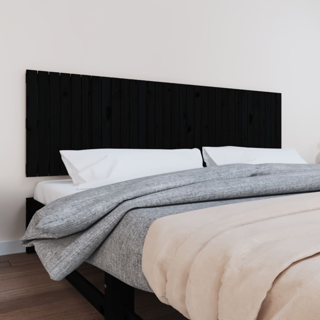 vidaXL Tăblie de pat pentru perete, negru, 204x3x60 cm, lemn masiv pin vidaXL Tăblie de pat pentru perete, negru, 204x3x60 cm, lemn masiv pin