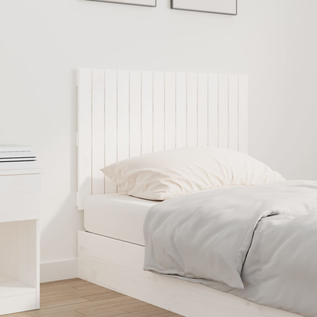 vidaXL Tăblie de pat pentru perete, alb, 95,5x3x60 cm, lemn masiv pin