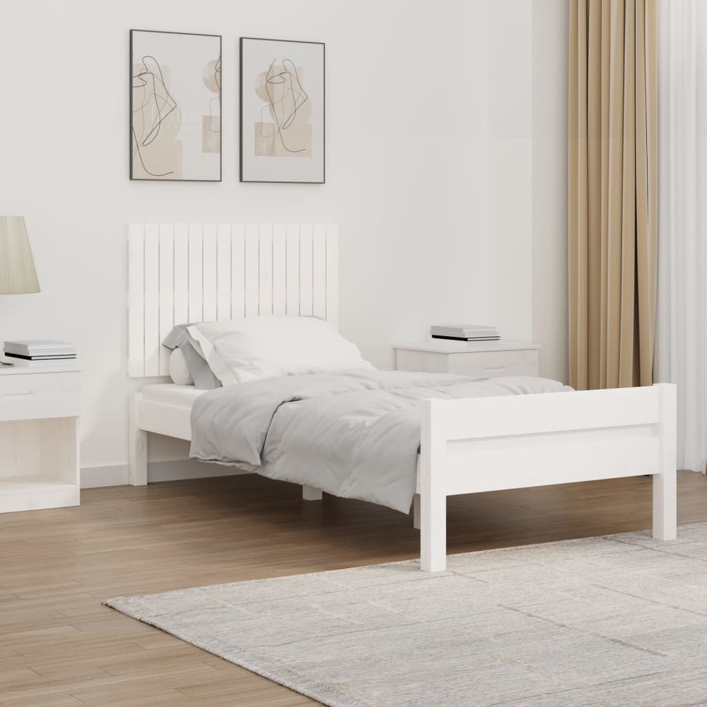 vidaXL Tăblie de pat pentru perete, alb, 95,5x3x60 cm, lemn masiv pin