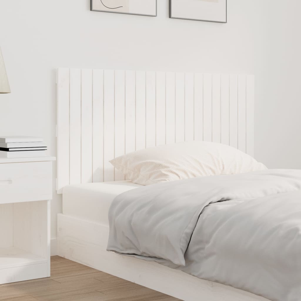 vidaXL Tăblie de pat pentru perete, alb, 127,5x3x60 cm, lemn masiv pin