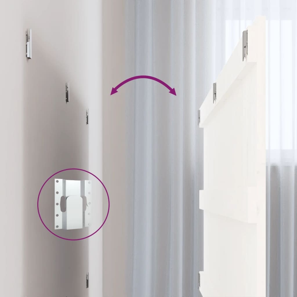 vidaXL Tăblie de pat pentru perete, alb, 127,5x3x60 cm, lemn masiv pin