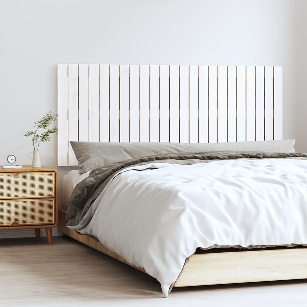 vidaXL Tăblie de pat pentru perete, alb, 147x3x60 cm, lemn masiv pin