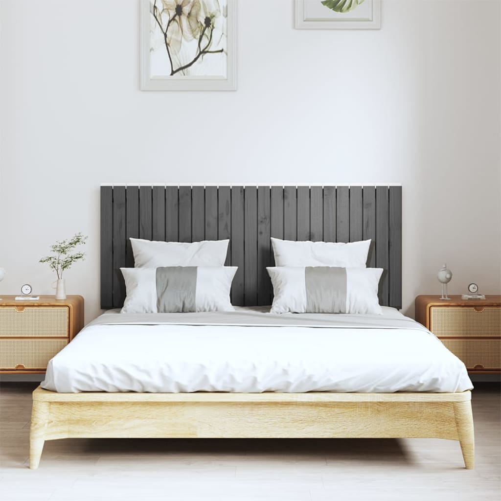 vidaXL Tăblie de pat pentru perete, gri, 147x3x60 cm, lemn masiv pin vidaXL Tăblie de pat pentru perete, gri, 147x3x60 cm, lemn masiv pin