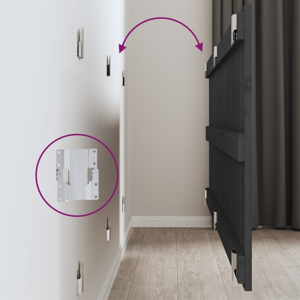 vidaXL Tăblie de pat pentru perete, gri, 147x3x60 cm, lemn masiv pin vidaXL Tăblie de pat pentru perete, gri, 147x3x60 cm, lemn masiv pin