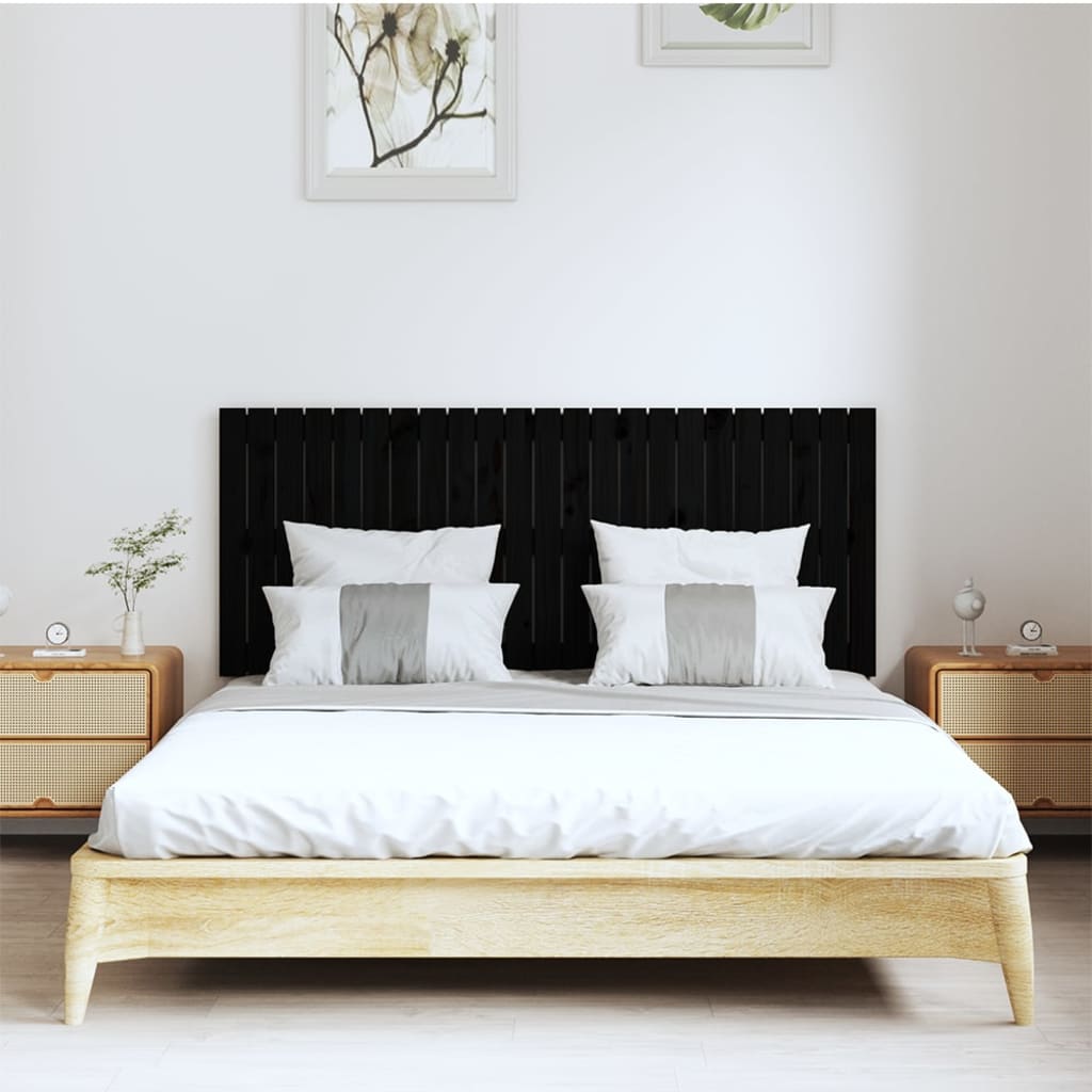 vidaXL Tăblie de pat pentru perete, negru, 147x3x60 cm, lemn masiv pin vidaXL Tăblie de pat pentru perete, negru, 147x3x60 cm, lemn masiv pin