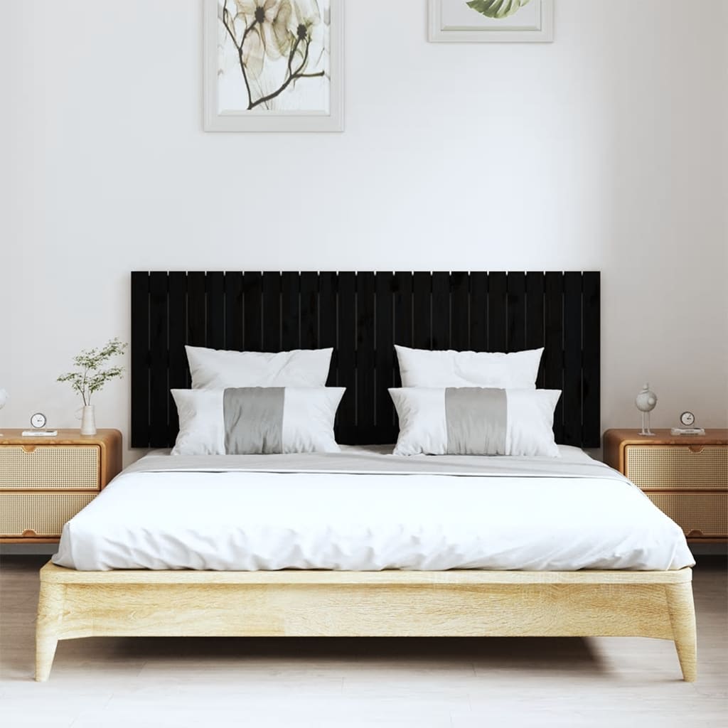 vidaXL Tăblie de pat pentru perete, negru, 159,5x3x60 cm