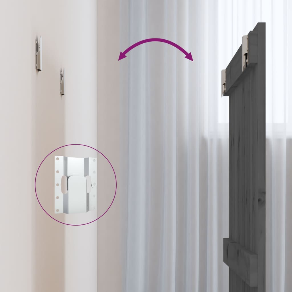 vidaXL Tăblie de pat pentru perete, gri, 82,5x3x60 cm, lemn masiv pin vidaXL Tăblie de pat pentru perete, gri, 82,5x3x60 cm, lemn masiv pin